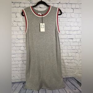 THML Gray Sleeveless Dress with Red and White Trim